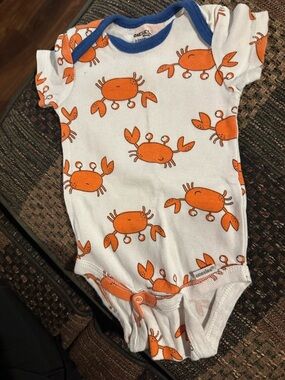 Orange Crab Print White Baby One-Piece Bodysuit